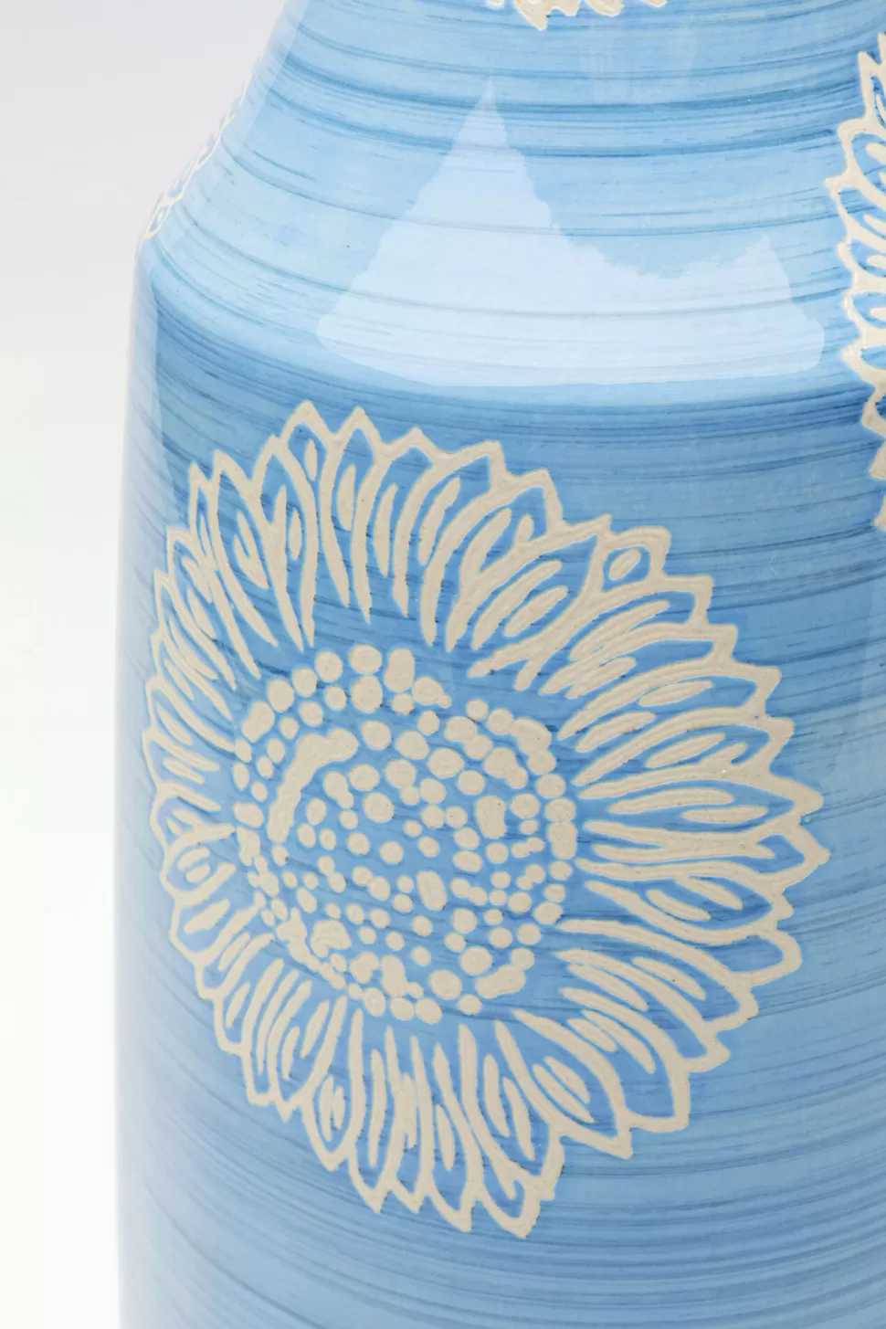 Wazony-KARE Design Wazon Porcelanowy Niebieski Motyw Kwiatowy Ø19x47 Cm