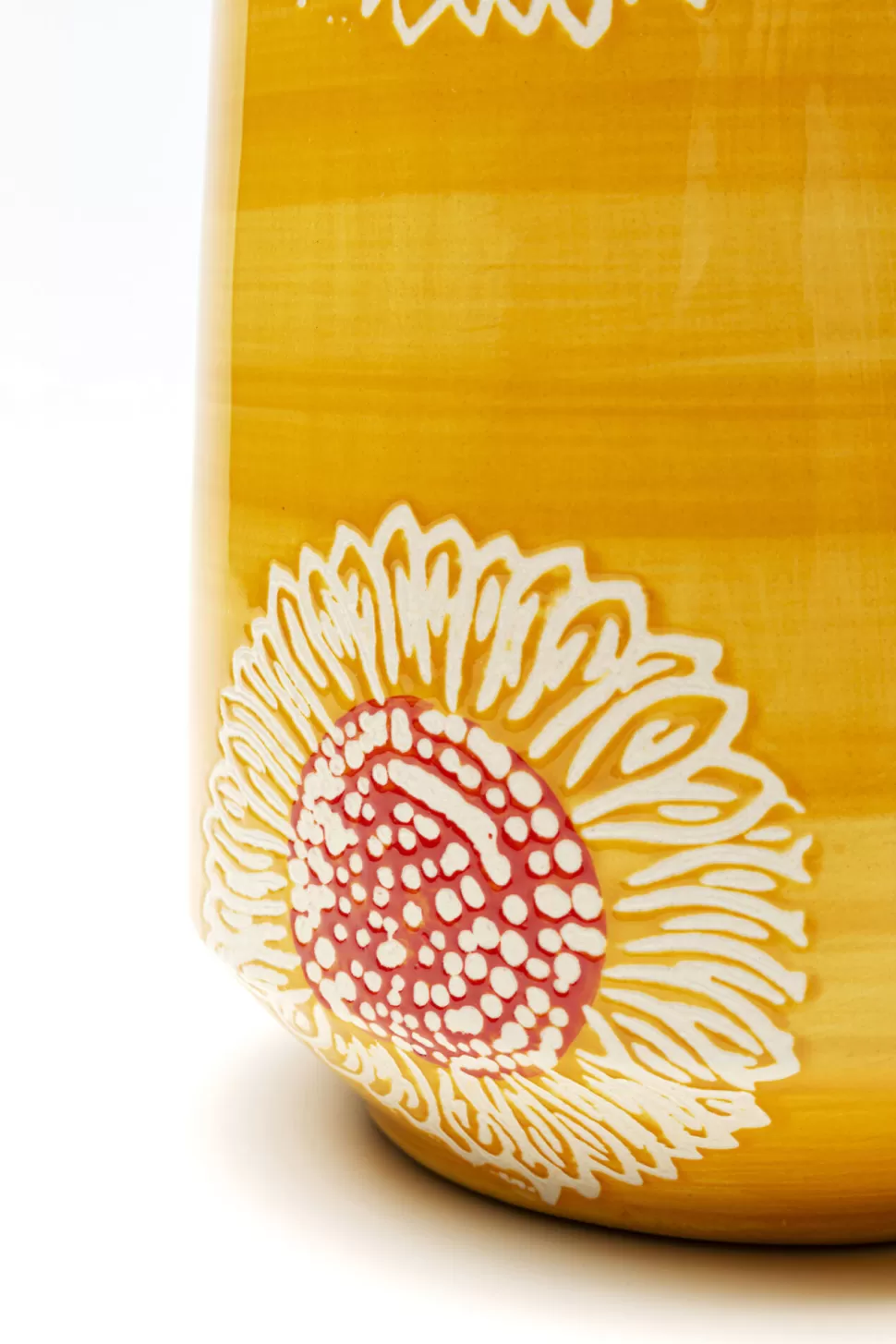Wazony-KARE Design Wazon Porcelanowy żółty Motyw Kwiatowy Ø17x38 Cm