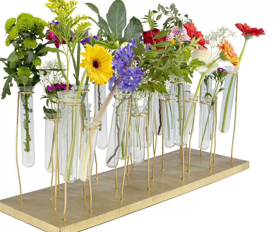 Wazony-KARE Design Wazon Stal Złota I Szkło Transparentne Probówki 21 El. 60x25 Cm