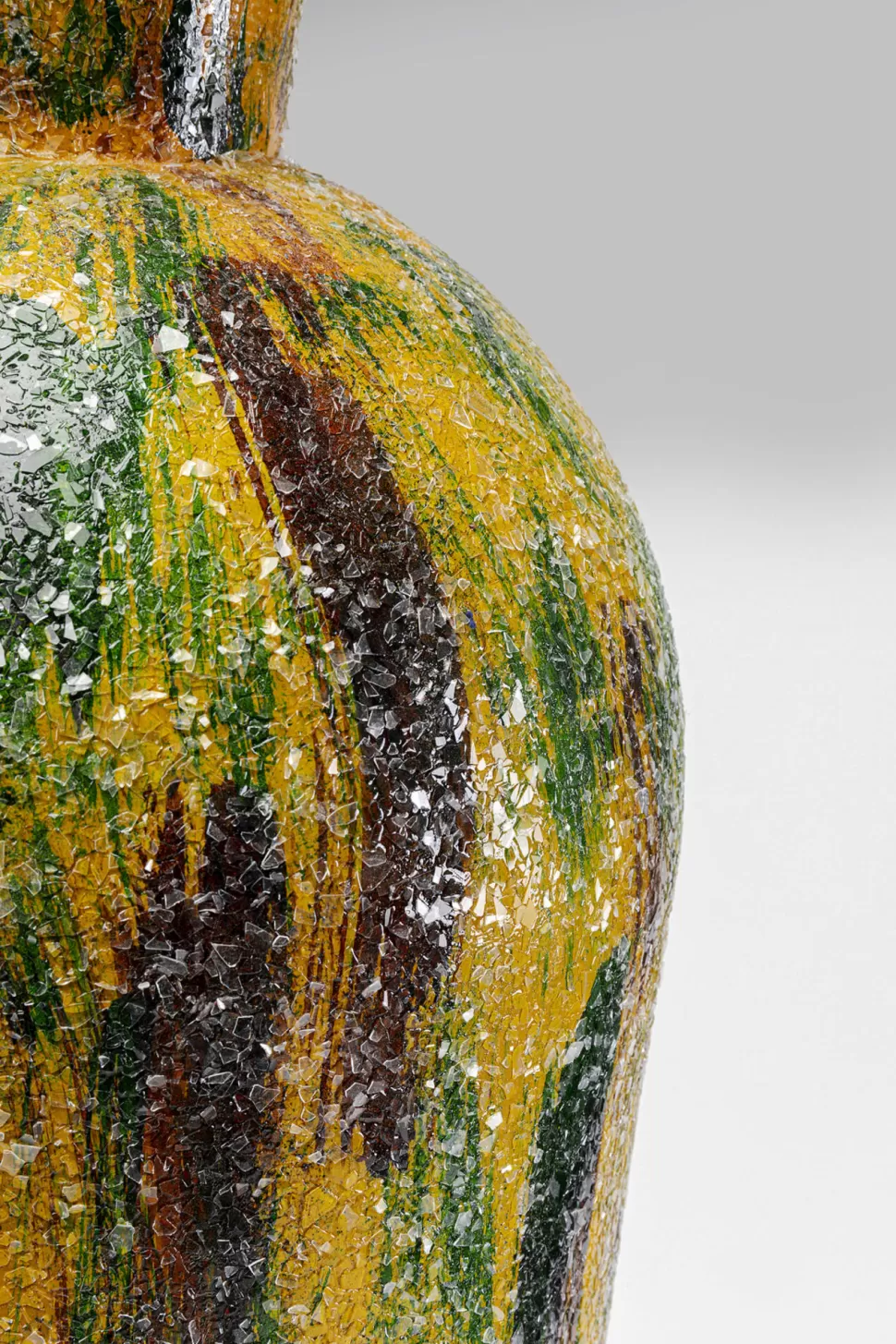 Wazony-KARE Design Wazon żółty Z Kolorowymi Wzorami Stal I Mozaika Szklana Ø26x77 Cm