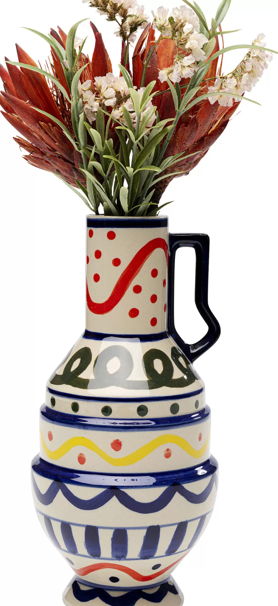 Wazony-KARE Design Wazon Z Ceramiki Boho Kolorowe Wzory Ø13x25 Cm