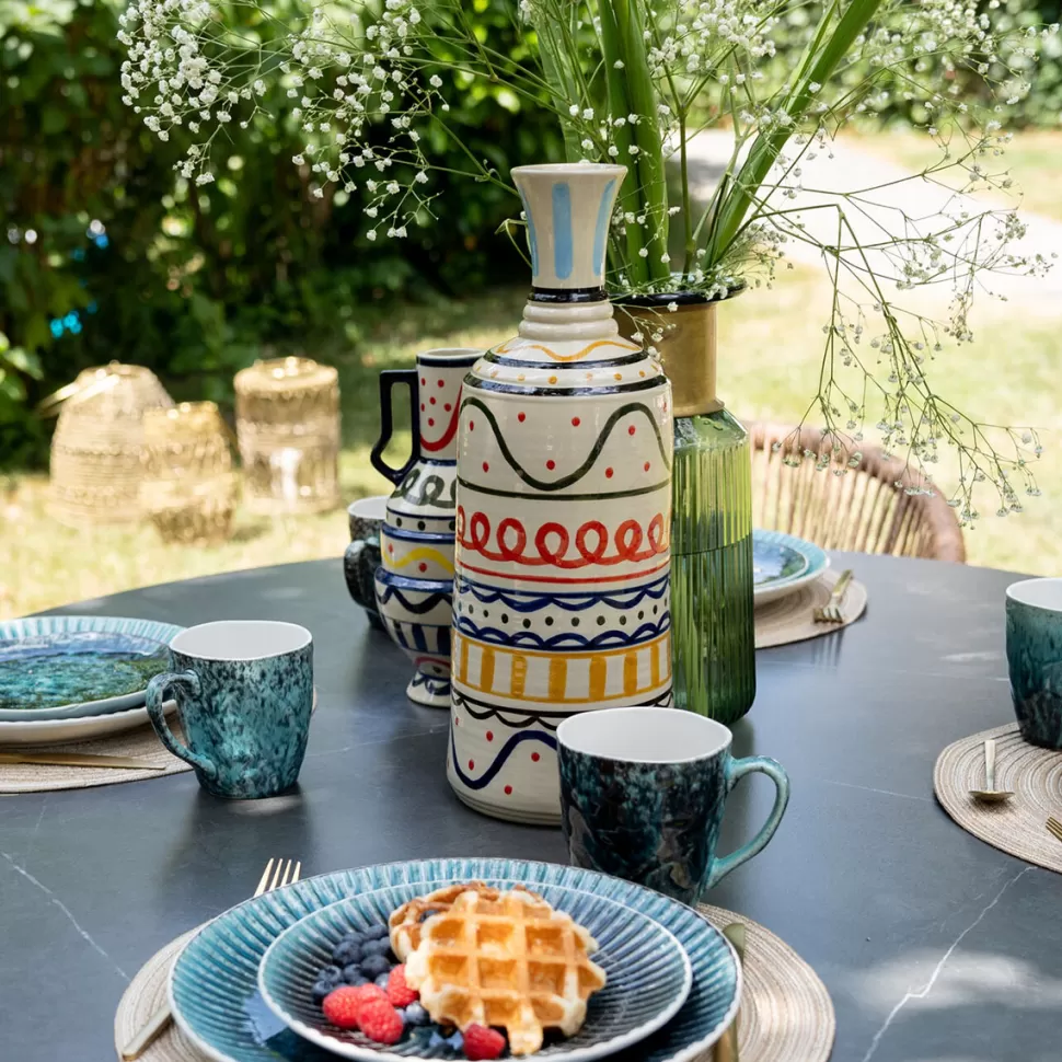 Wazony-KARE Design Wazon Z Ceramiki Boho Kolorowe Wzory Ø16x40 Cm