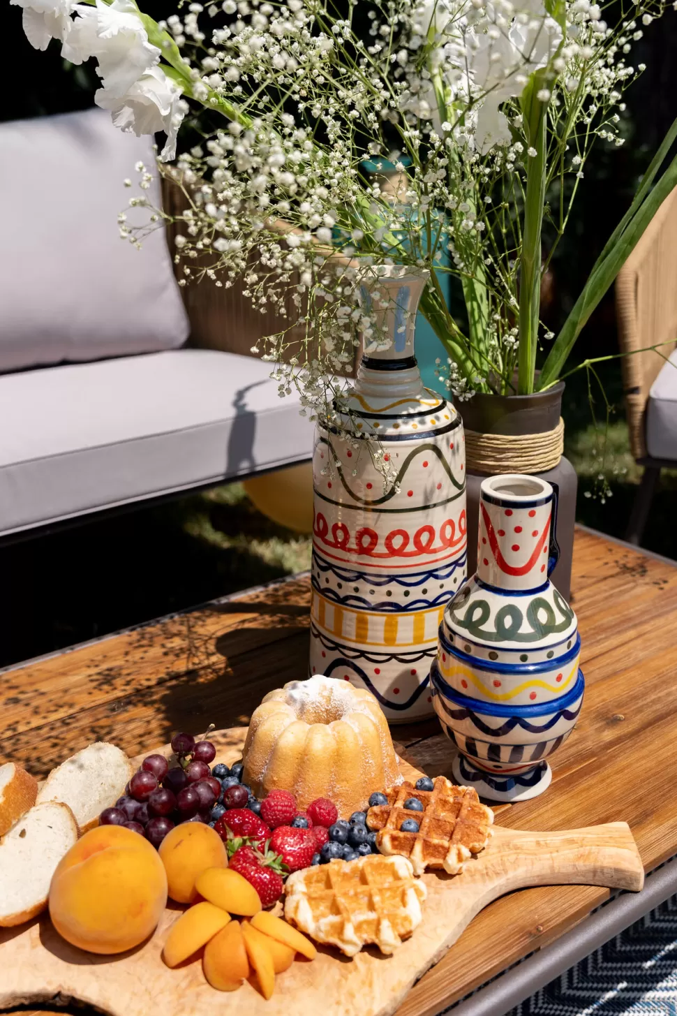 Wazony-KARE Design Wazon Z Ceramiki Boho Kolorowe Wzory Ø16x40 Cm