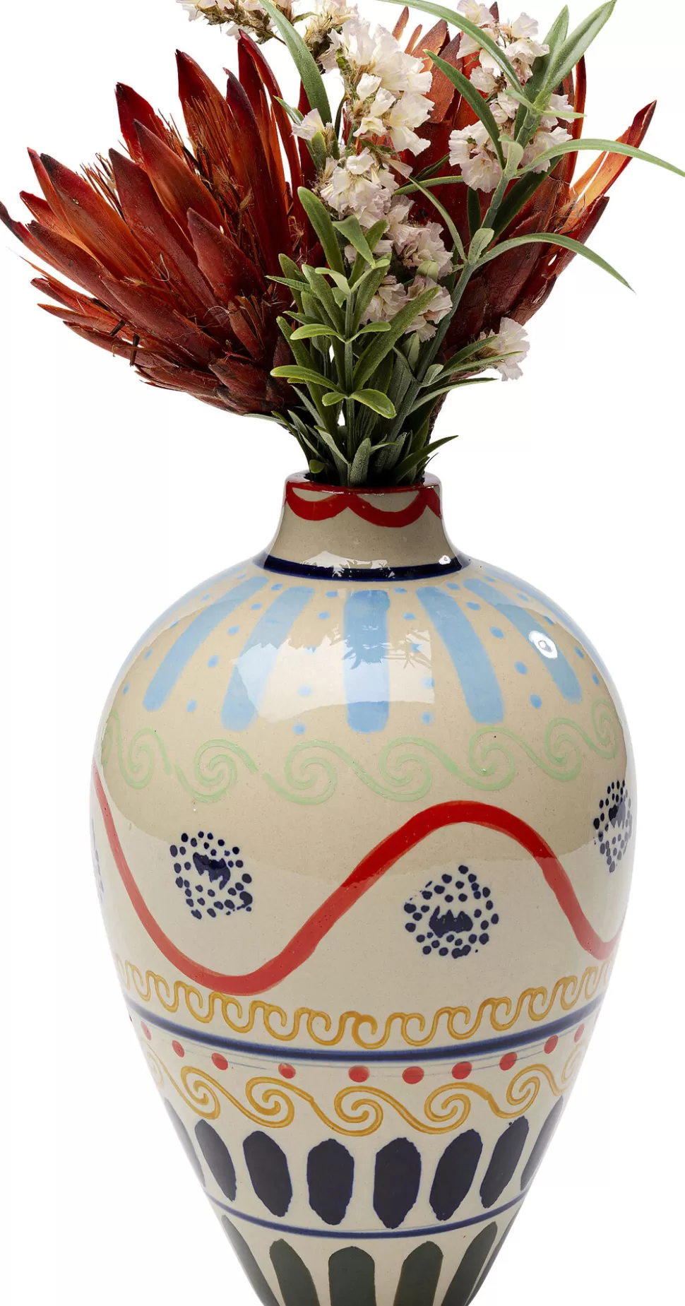 Wazony-KARE Design Wazon Z Ceramiki Boho Kolorowe Wzory Ø17x26 Cm
