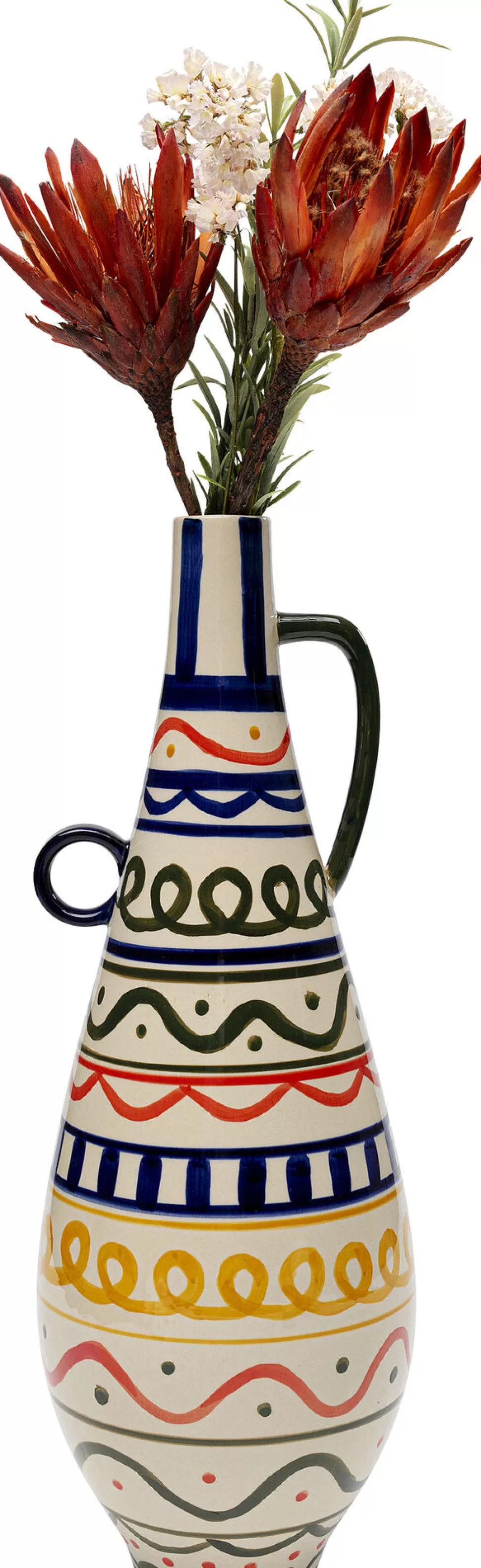 Wazony-KARE Design Wazon Z Ceramiki Boho Kolorowe Wzory Ø17x48 Cm