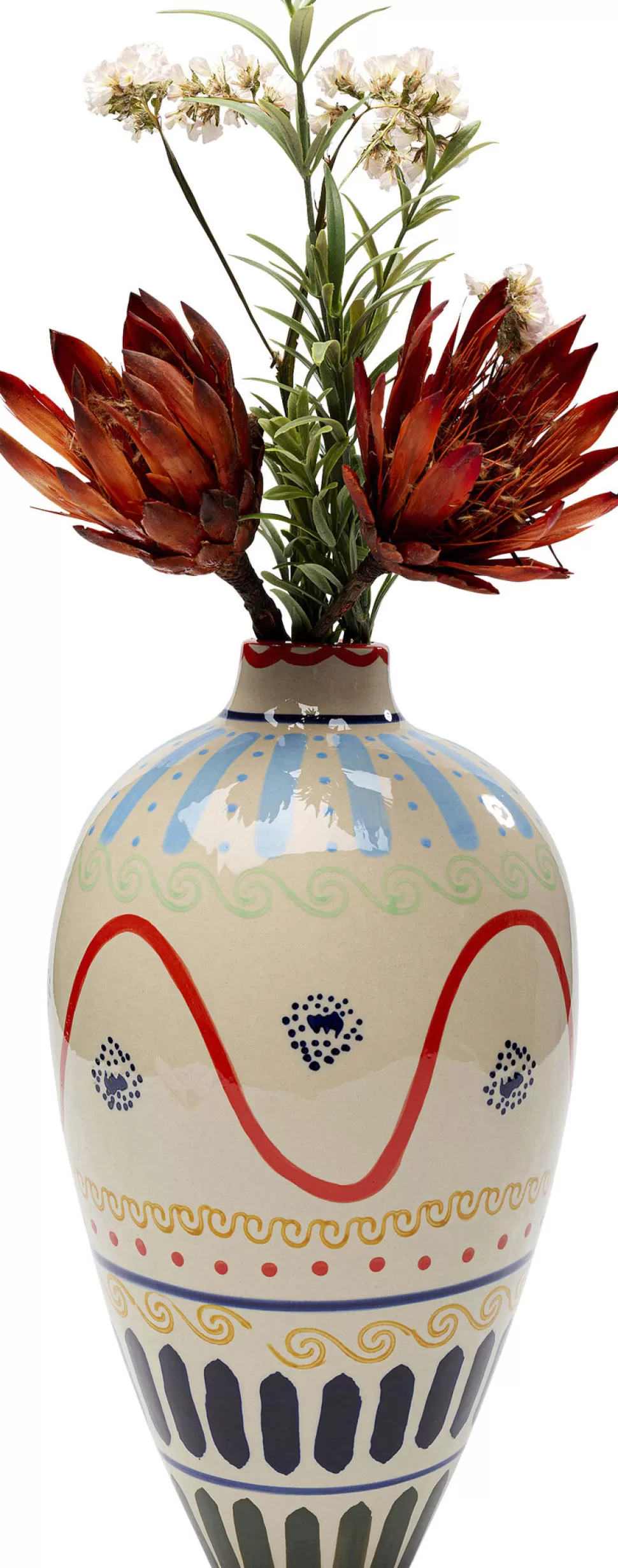 Wazony-KARE Design Wazon Z Ceramiki Boho Kolorowe Wzory Ø20x37 Cm