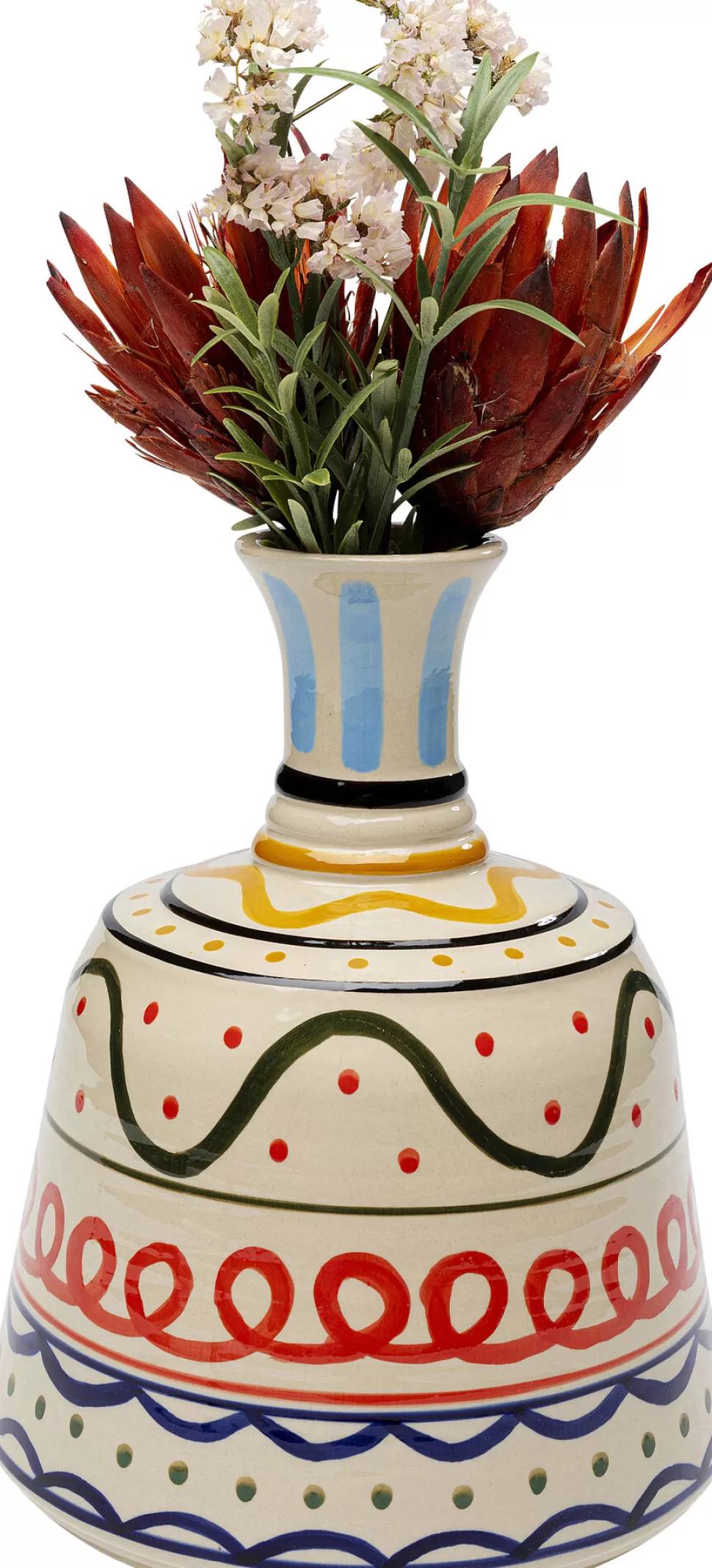 Wazony-KARE Design Wazon Z Ceramiki Boho Kolorowe Wzory Ø23x27 Cm