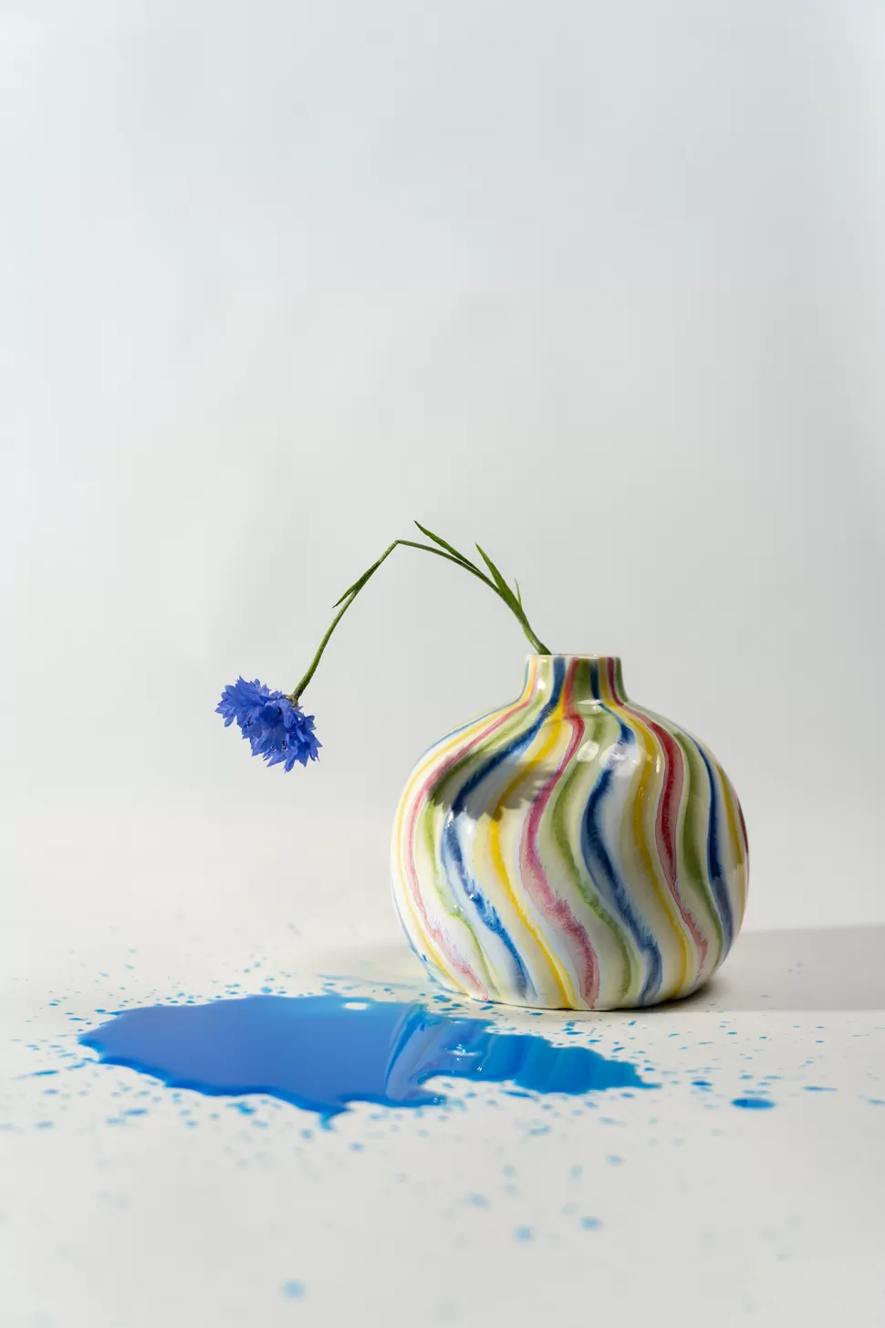 Wazony-KARE Design Wazon Z Kamionki Kolorowe Wzory Ręczne Wykonanie 16x14 Cm