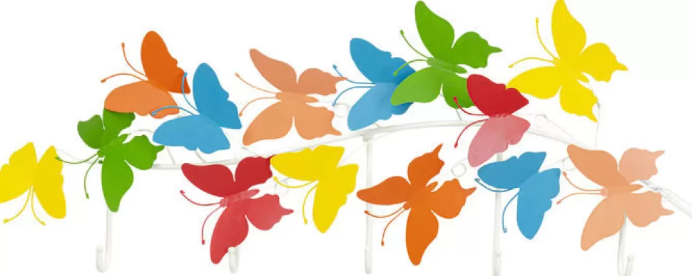 Wieszaki Ścienne-KARE Design Wieszak ścienny Colorful Butterflies 79x31 Cm Kolorowy