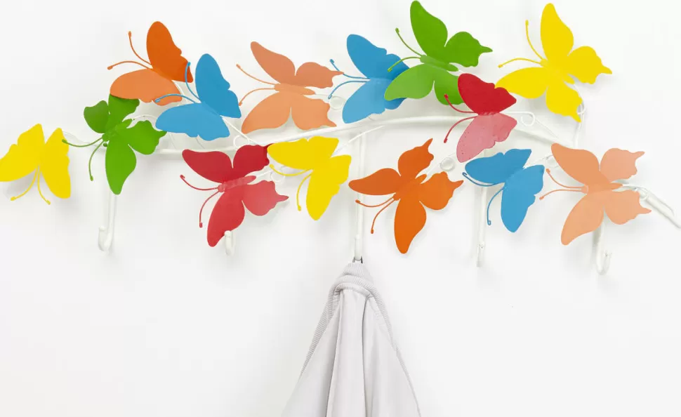 Wieszaki Ścienne-KARE Design Wieszak ścienny Colorful Butterflies 79x31 Cm Kolorowy