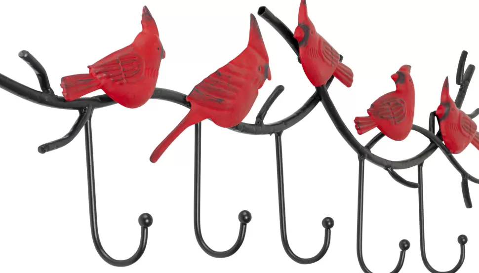 Wieszaki Ścienne-KARE Design Wieszak ścienny Czarny Stalowy Czerwone Papugi 72 Cm