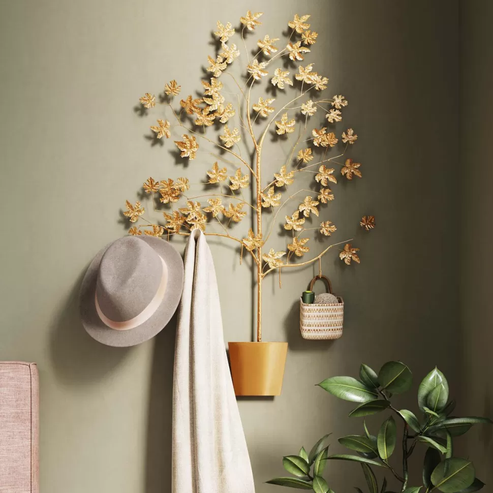 Wieszaki Ścienne-KARE Design Wieszak ścienny Leafline 93x158 Cm Złoty