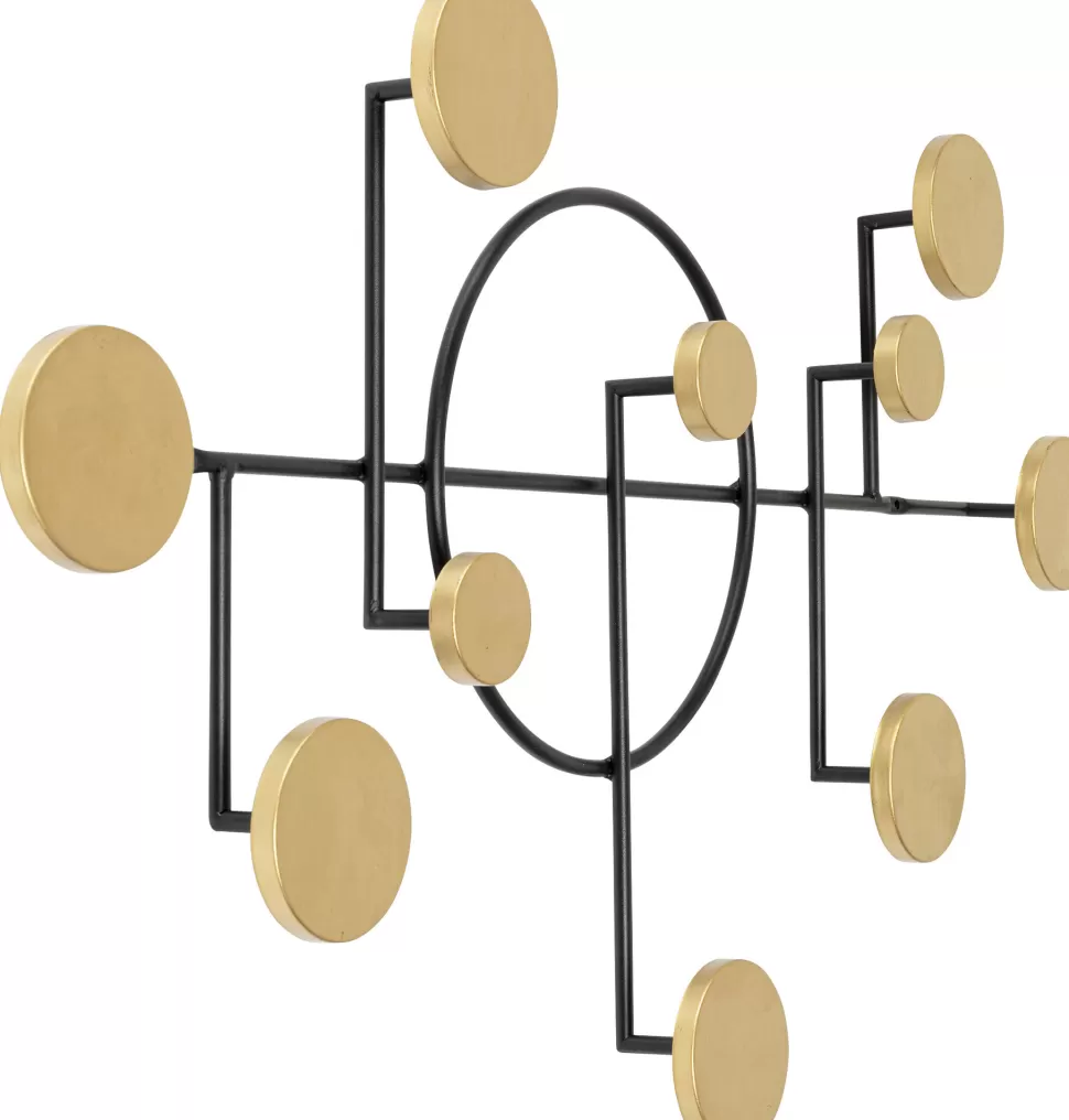 Wieszaki Ścienne-KARE Design Wieszak ścienny Stalowy Czarny Haczyki Złote 79x46 Cm