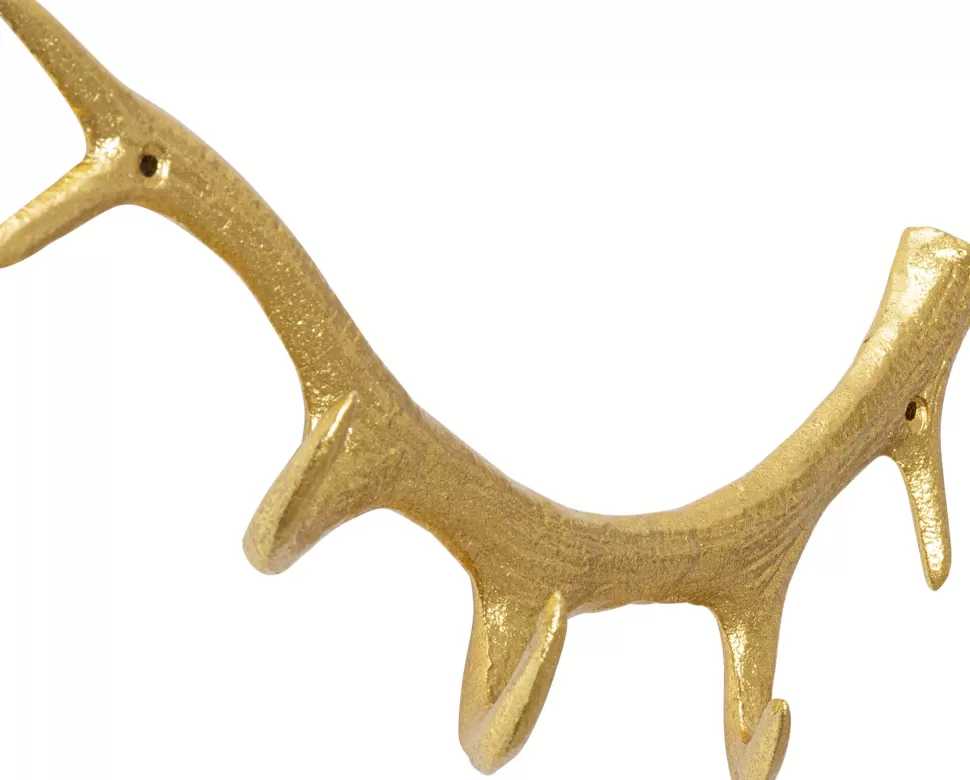 Wieszaki Ścienne-KARE Design Wieszak ścienny Stalowy Złote Poroże 35 Cm