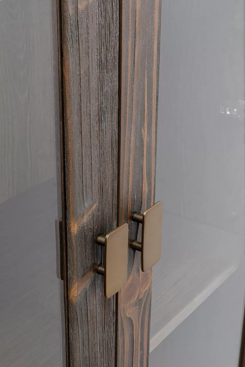 Witryny-KARE Design Witryna 2-drzwiowa Z Szufladą Drewno Jodłowe I Stal 80x170 Cm