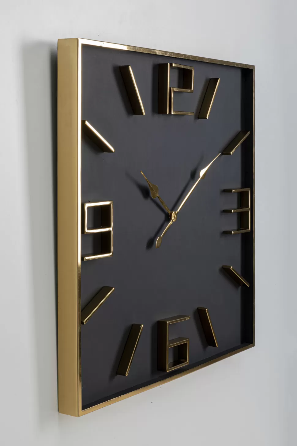 Zegary-KARE Design Zegar ścienny Kwadratowy Czarno-złoty 92x92 Cm