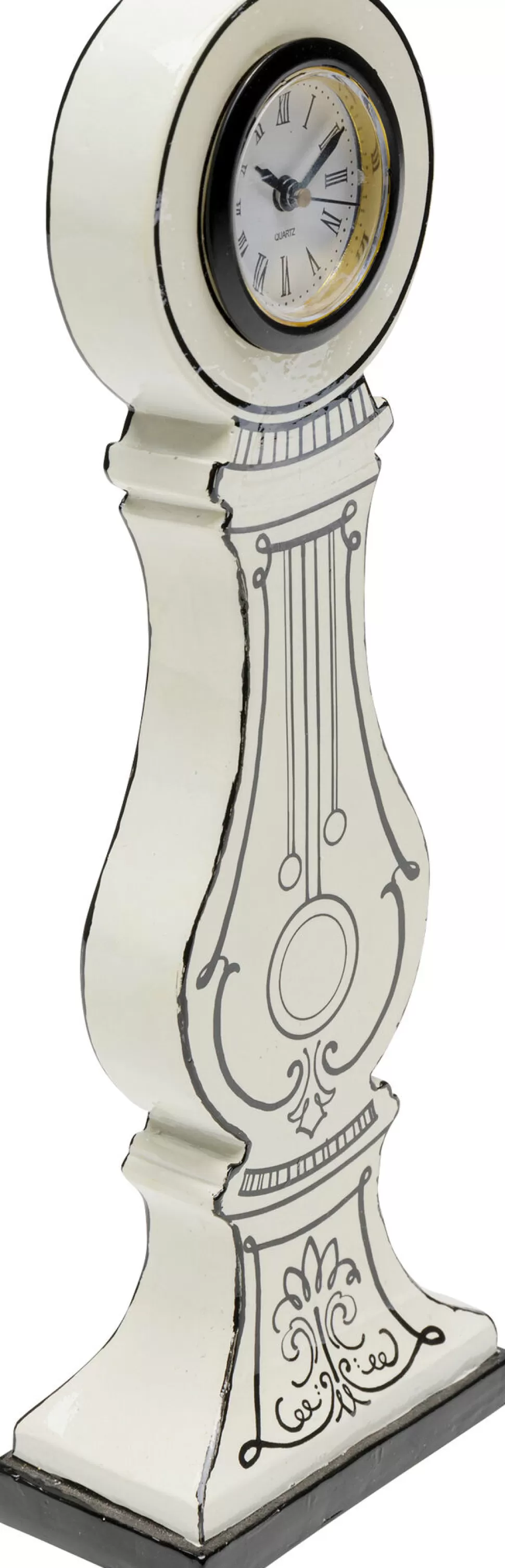 Zegary-KARE Design Zegar Stołowy Biały Wzory Czarne Klasyczne 9x26 Cm