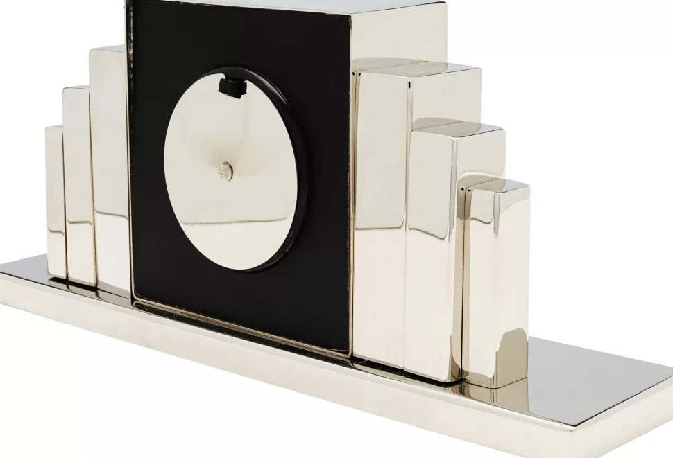 Zegary-KARE Design Zegar Stołowy Srebrny Stal Niklowana 33 Cm