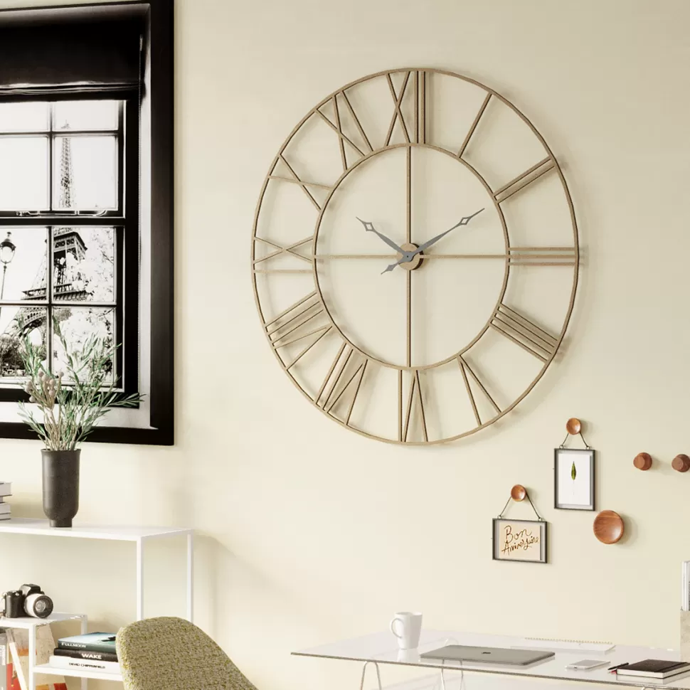 Zegary-KARE Design Zegar Wiszący Factory Ø121 Cm Brązowy