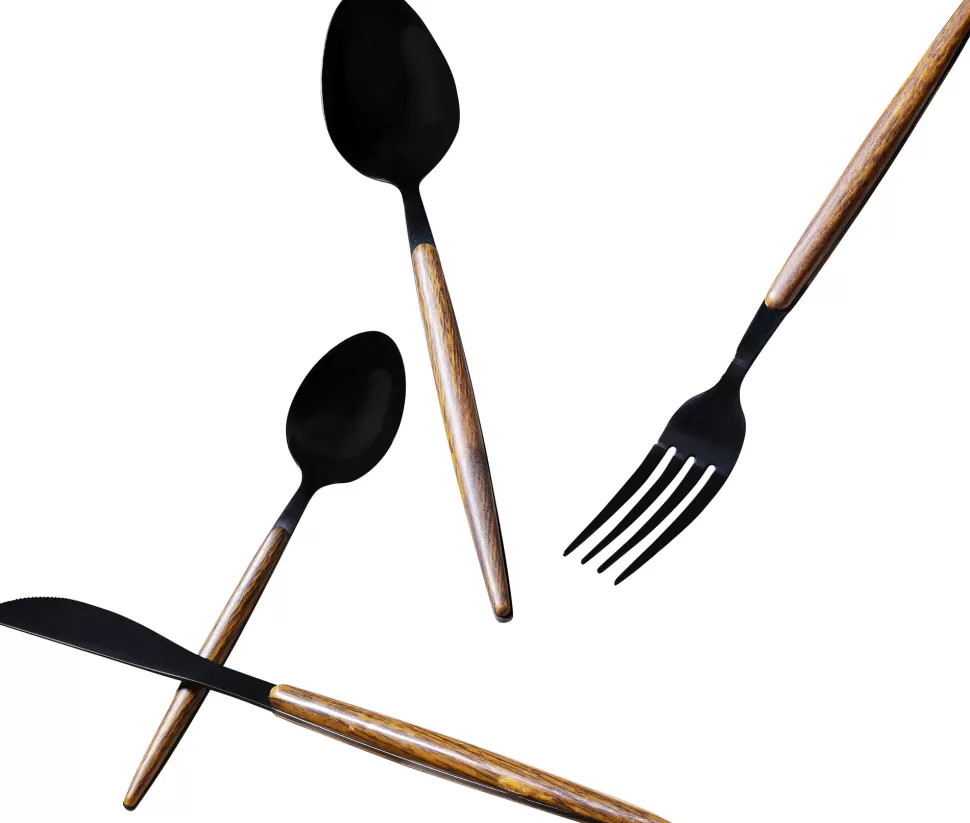 Zastawa Stołowa-KARE Design Zestaw 16 Sztućców Ze Stali Nierdzewnej I Tworzywa Czarno-brązowe