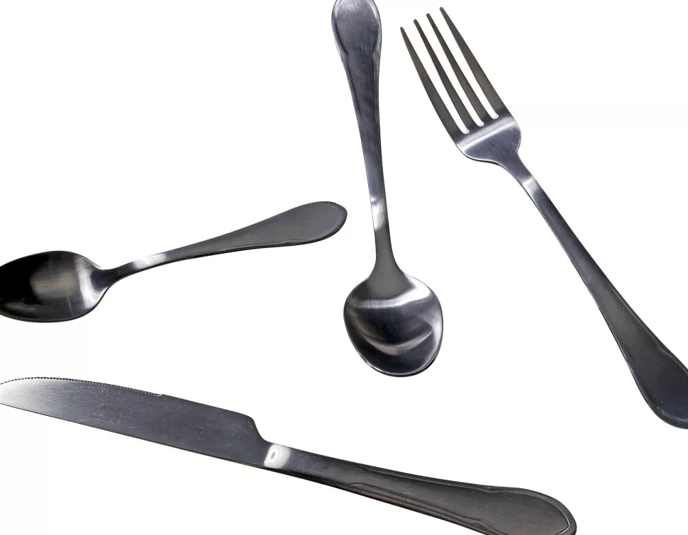 Zastawa Stołowa-KARE Design Zestaw 16 Sztućców Ze Stali Nierdzewnej Kolor Czarny Matowy