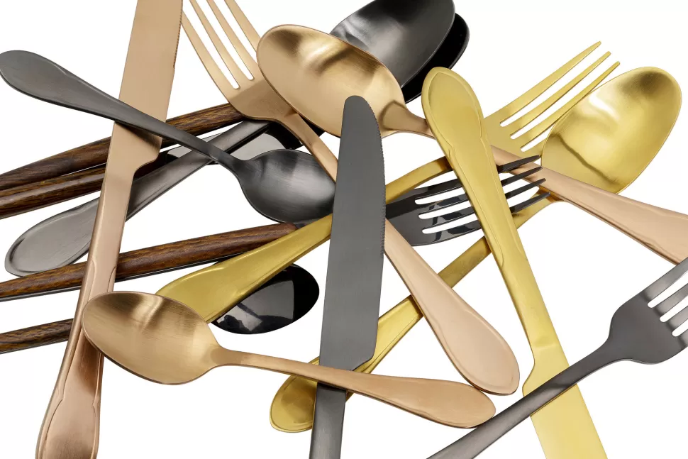 Zastawa Stołowa-KARE Design Zestaw 16 Sztućców Ze Stali Nierdzewnej Kolor Czarny Matowy