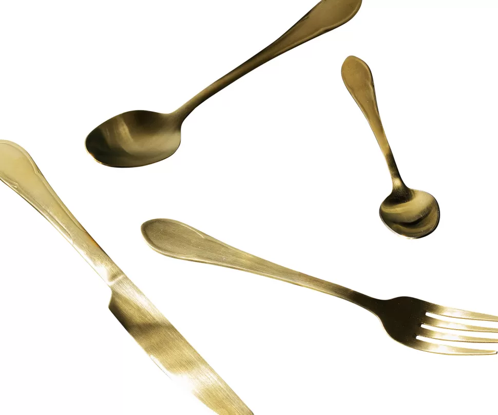 Zastawa Stołowa-KARE Design Zestaw 16 Sztućców Ze Stali Nierdzewnej Kolor Złoty Matowy