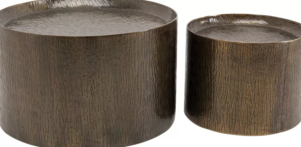Stoliki Kawowe-KARE Design Zestaw 2 Stolików Kawowych Kolor Brązowy Aluminium Wykończenie Mosiężne