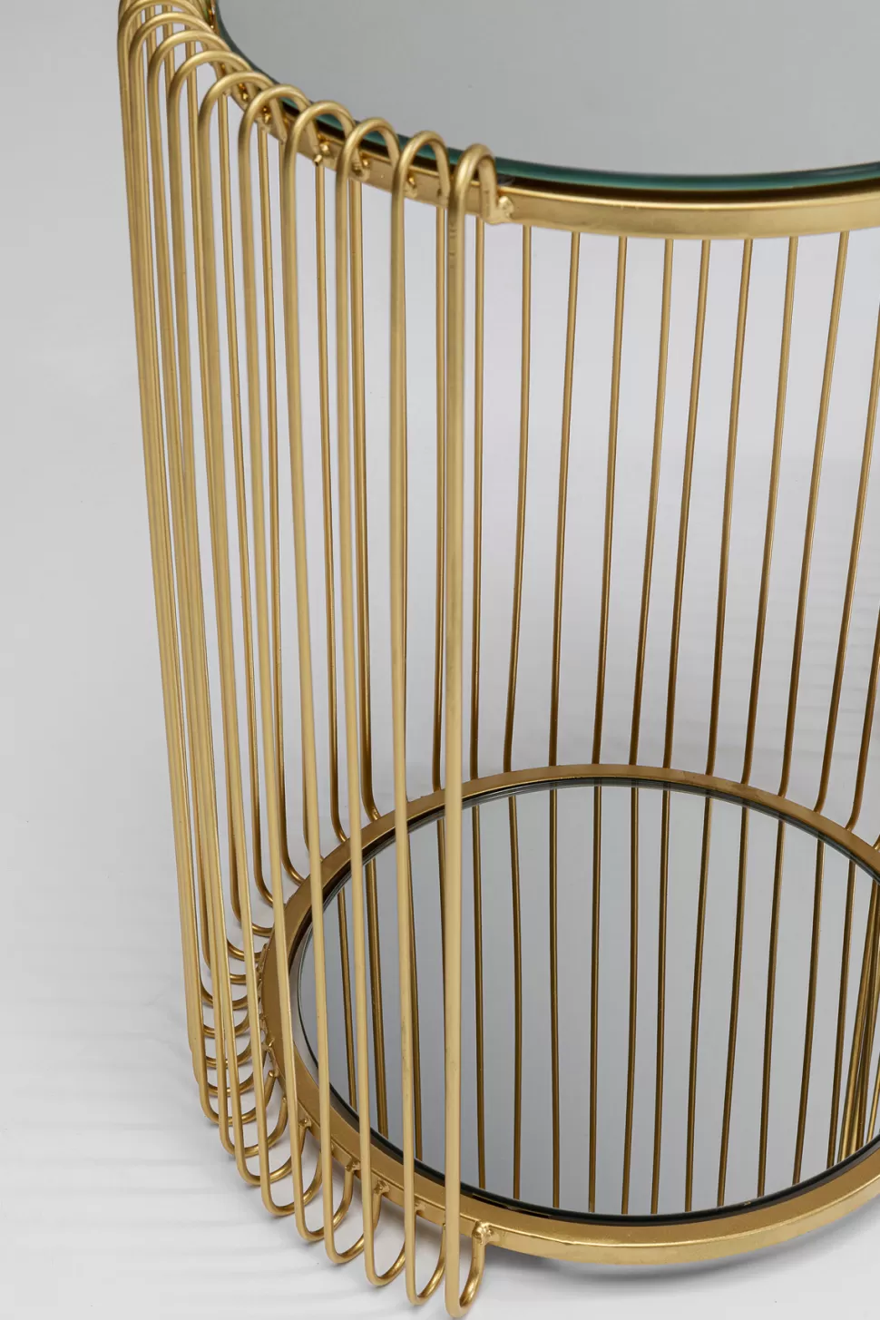 Stoliki Kawowe-KARE Design Zestaw 2 Stolików Pomocniczych Z Półkami Złote Z Lustrzanymi Blatami
