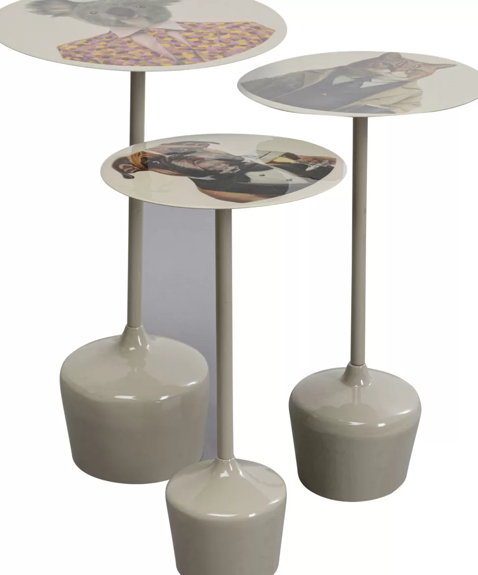 Stoliki Kawowe-KARE Design Zestaw 3 Stolików Pomocniczych Blaty Motyw Zwierzęcy