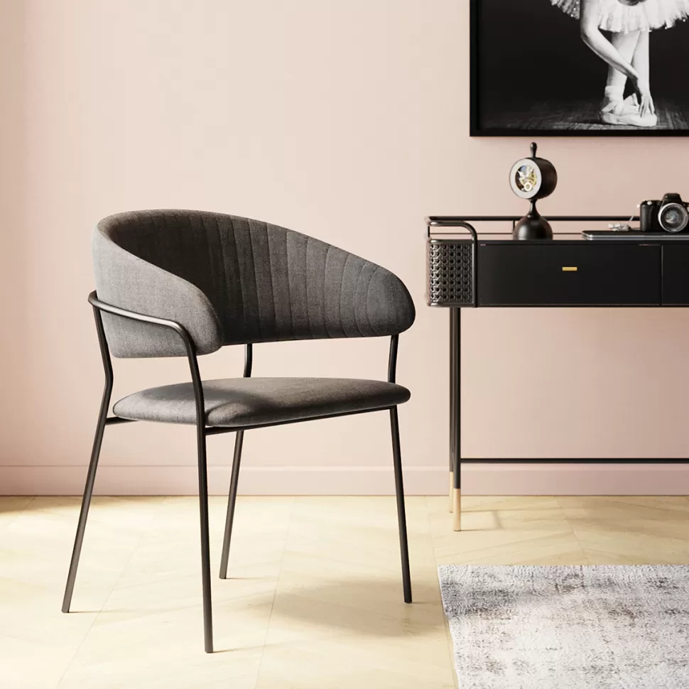 Krzesła-KARE Design Zestaw Dwóch Krzeseł Antracytowe Nogi Czarne 57x78 Cm