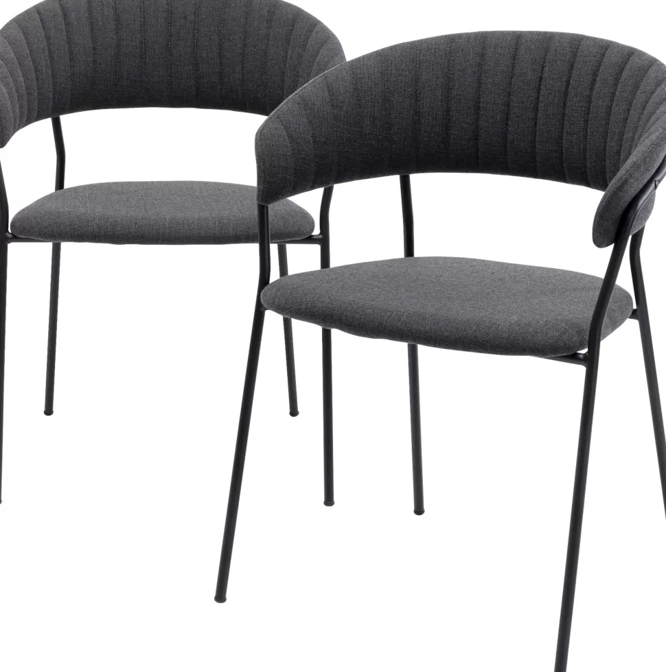 Krzesła-KARE Design Zestaw Dwóch Krzeseł Antracytowe Nogi Czarne 57x78 Cm