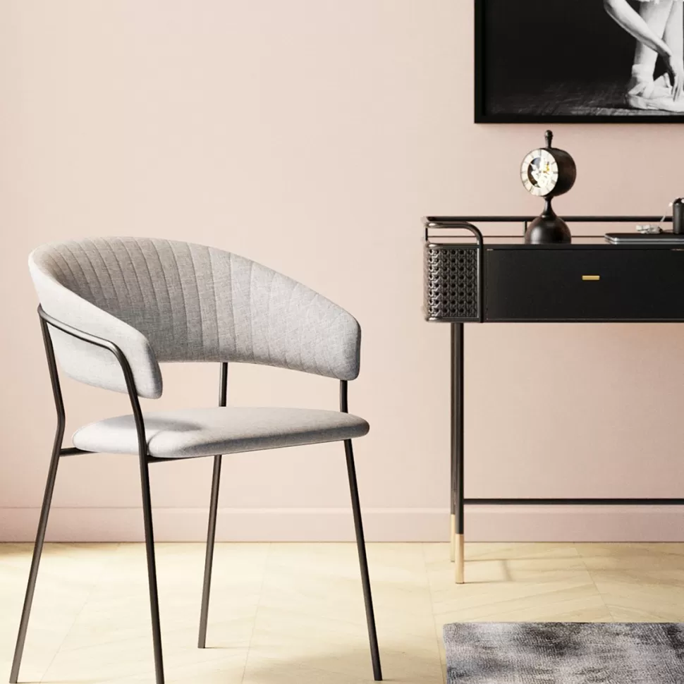 Krzesła-KARE Design Zestaw Dwóch Krzeseł Beżowe Nogi Czarne 57x78 Cm