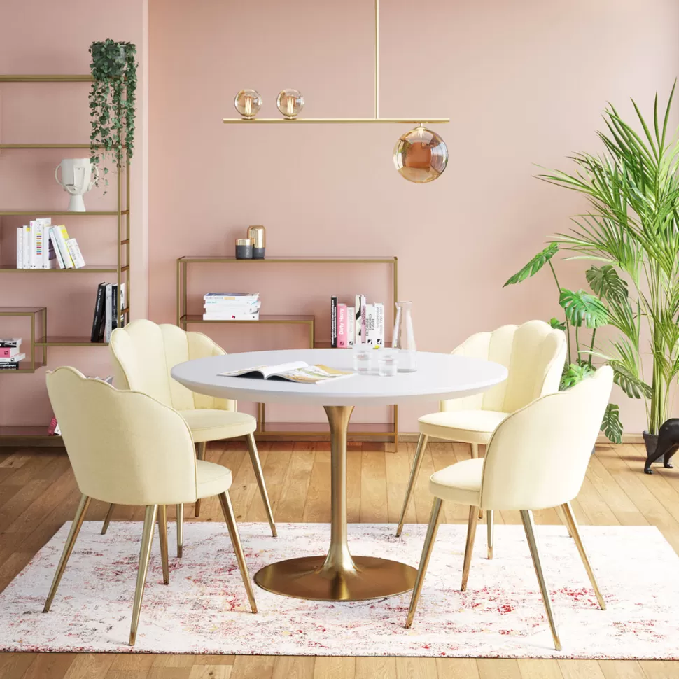 Krzesła-KARE Design Zestaw Dwóch Krzeseł Princess Beżowe - Nogi Złote