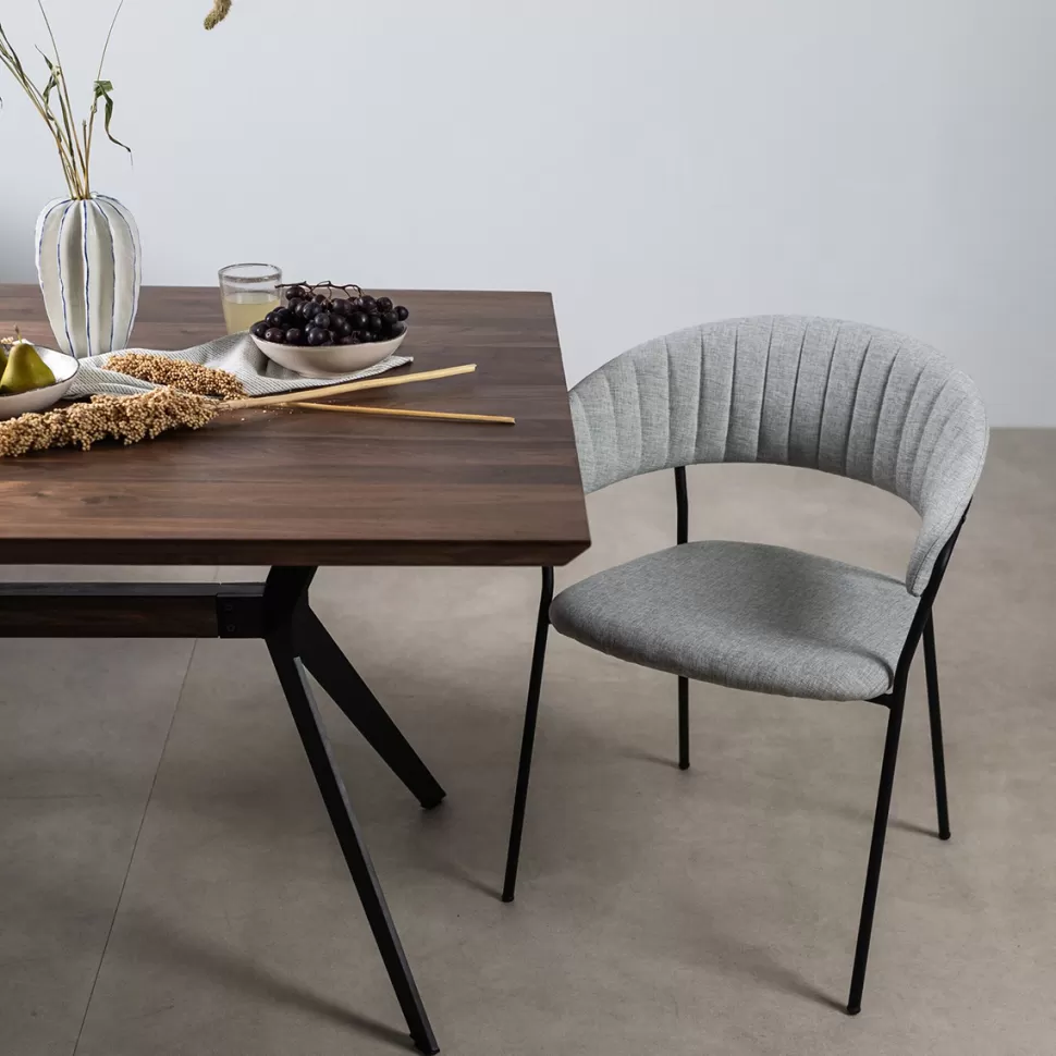 Krzesła-KARE Design Zestaw Dwóch Krzeseł Tapicerka Jasnoszara Nogi Czarne Stalowe