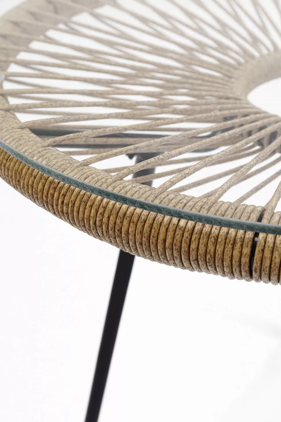 Stoliki Kawowe | Fotele-KARE Design Zestaw Ogrodowy Fotel żyłkowy I Stolik Okrągły Kolor Naturalny