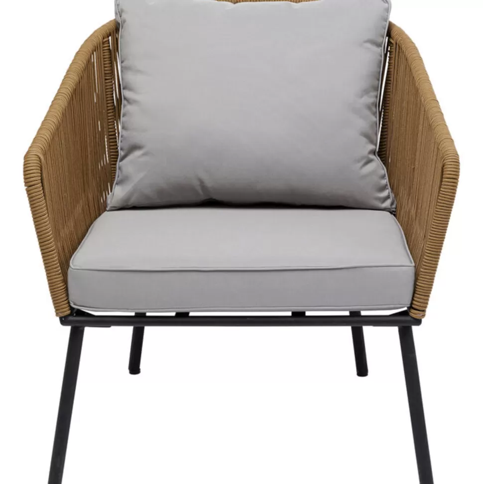 Sofy-KARE Design Zestaw Ogrodowy Szaro-naturalny 4-set Sofa, Stolik I 2 Fotele
